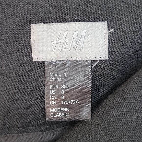 H&M Women's Modern Classic Black Wide Leg Dress Pants size 8 Creased Pockets - Picture 10 of 11